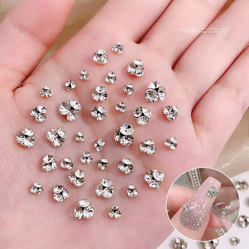 Nail Art Rhinestone Balls Pile Diamonds K9 Nail Crystal Rhinestone Alloy Ball Facets Sparkling Clear Sparkle Drill Pile Diamonds