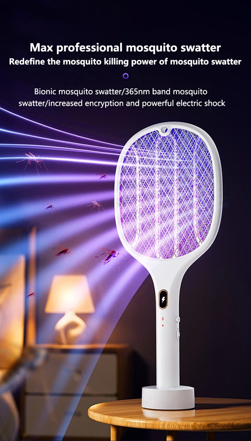 3-in-1 Multifunktions-Insektenfänger-Schläger, USB-aufladbar, Mückenvernichter, sicherer elektrischer Mückenfänger, Schädlingsbekämpfungszubehör – Detail 1