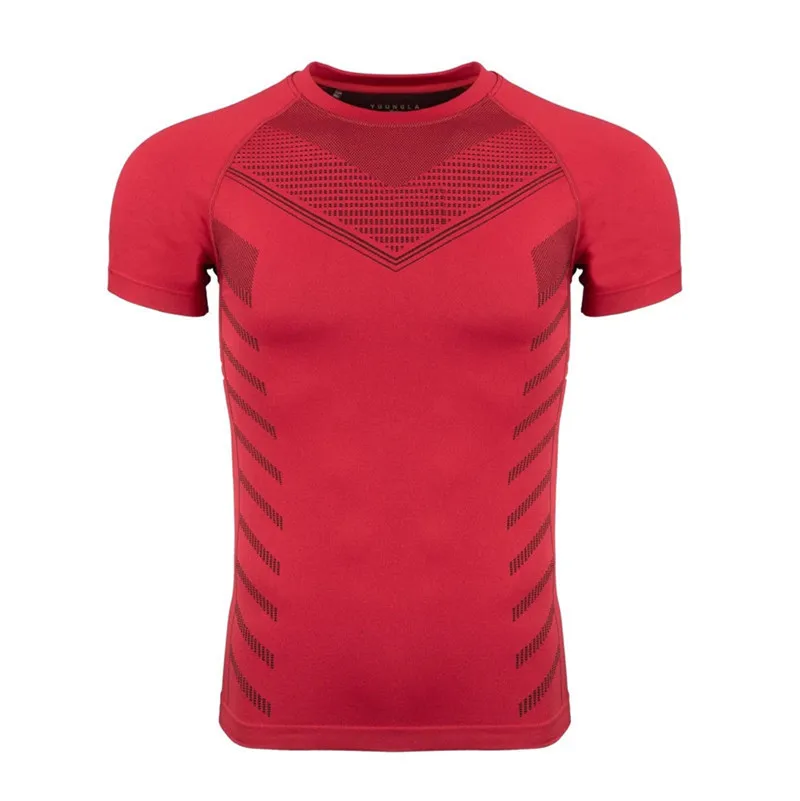 New Fitness Clothes Coach Sports T Shirt Muscle Tights Men High Elastic Training Clothes Short Sleeve Fitness Clothes Casual