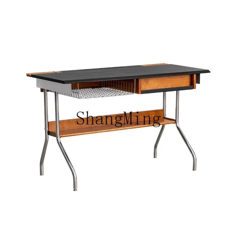 

CL cherry wood solid wood medieval stainless steel desk retro small apartment home computer reading desk