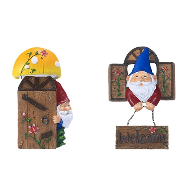 Garden Gnomes Outdoor Tree Hugger Statues,Garden Welcome Sign Peeker Art Décor For Tree Fence Yard Door Sculptures