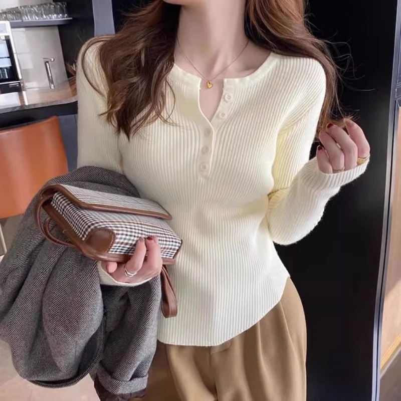 

V-neck Sweater Knitted Sweater Women's Long-sleeved Autumn Winter New Design Style Fashion Inner Outer Bottoming Shirt Top
