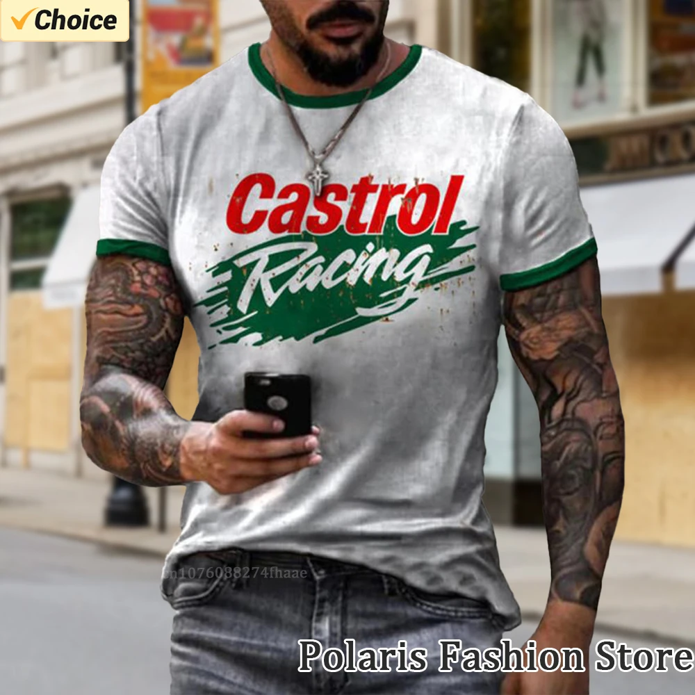 Racing Castrol T Shirt Men Vintage Motorcycle Tee Shirt Summer Short Sleeve Tshirts Clothes Casual Streetwear Hombre Camisete