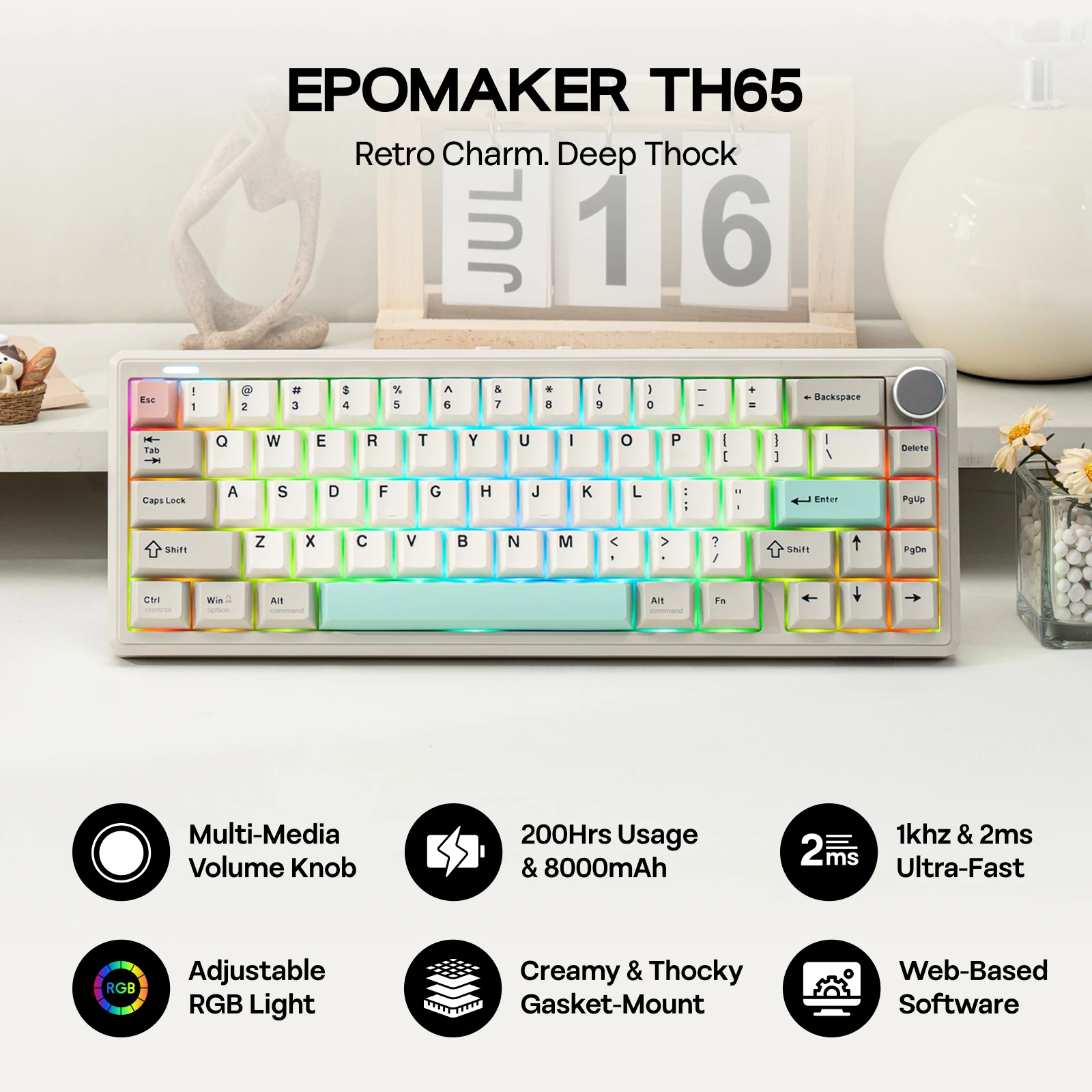EPOMAKER TH65 65% ANSI US Layo - Gaming Keyboard Thocky ulasan dan harga