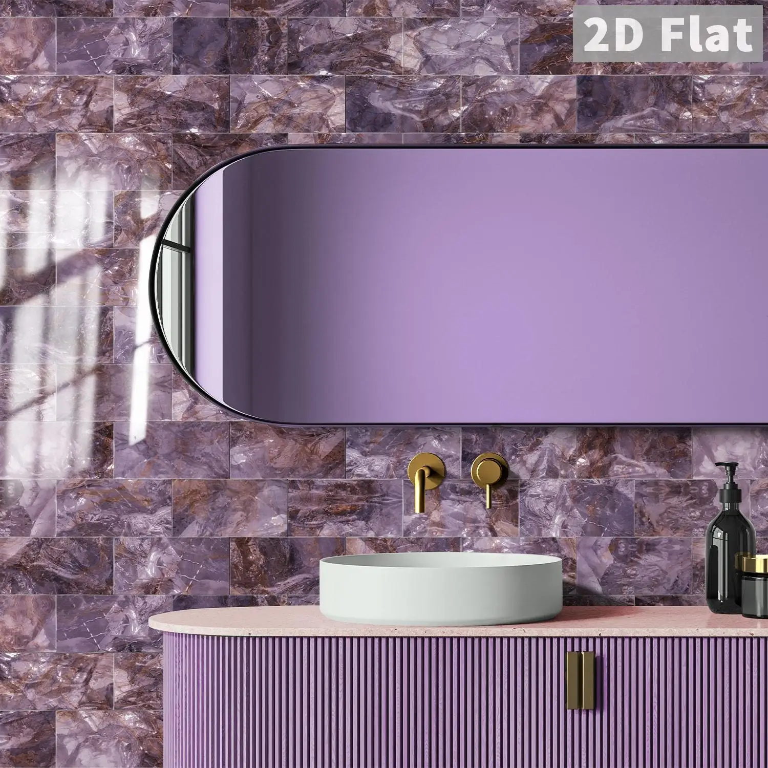 1.8mm Thick Purple Marble Self-Adhesive Wall Stickers Waterproof Peel and Stick Tile Decals for Kitchen Bathroom Home Decor