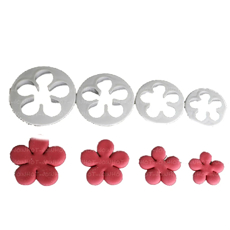 【K】4pcs Flower Moulds DIY Plaster Work Clay Resin Art Soft Silicone Fondant Cake Mold Soap Ice Chocolate Decoration Baking Tool