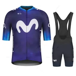 Ensemble de maillot de cyclisme respirant anti-UV pour homme, vêtements de vélo d'équipe Movistar, maillot de sport VTT, maillot de vélo d'été, Lesslot Ciclismo zones bre