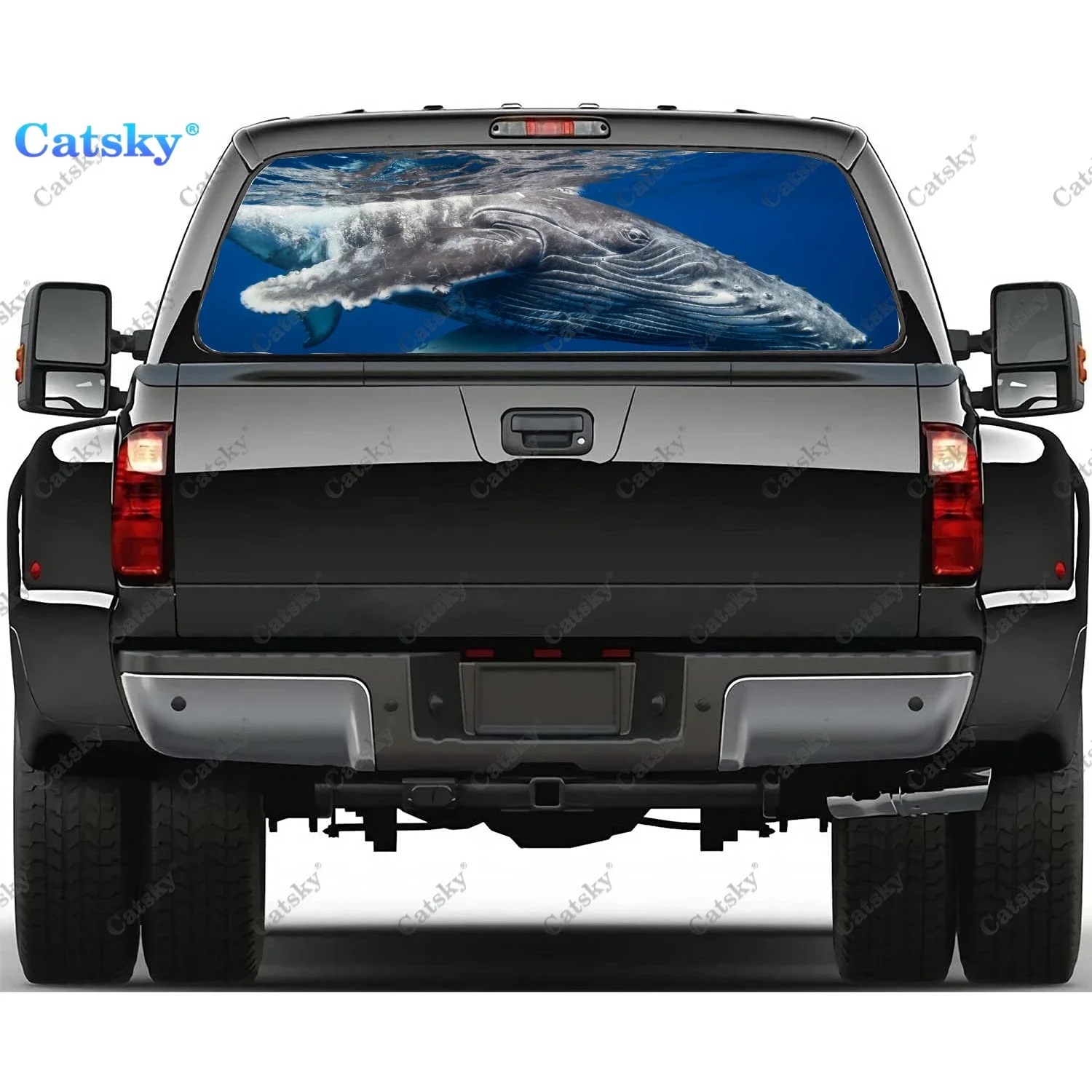 Humpback Whale Rear Window Decals for Truck,Pickup Window Decal,Rear Window Tint Graphic Perforated Vinyl Truck Sticker