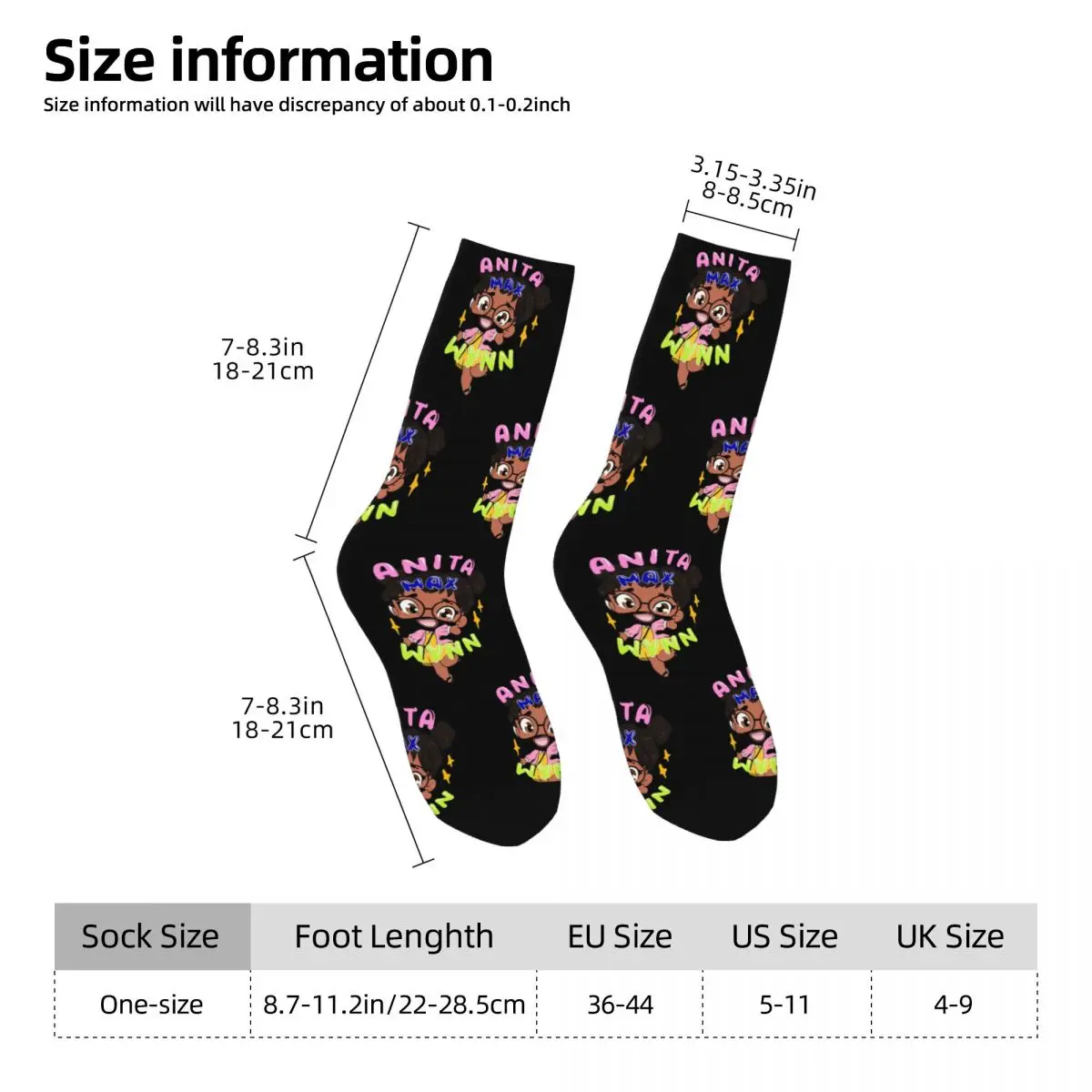 Anita Max Wynn Cartoon Unisex Socken, Radfahren 3D-Druck glückliche Socken Street Style verrückte Socke