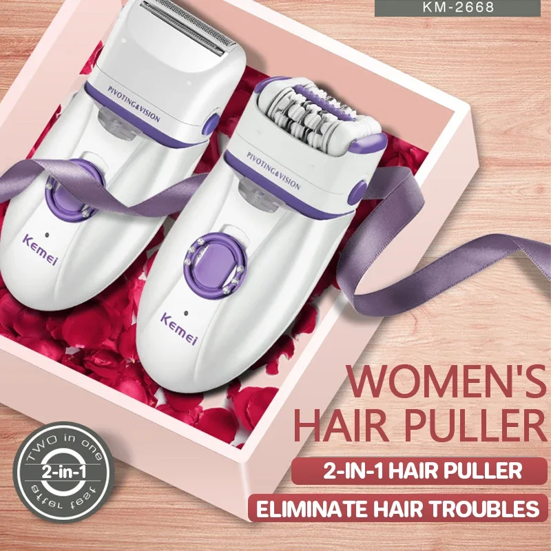 Kemei KM-2668 женский эпилятор для лица, перезаряжаемая бритва для бритья, женская эпиляция, электрическая машина для депиляции тела, триммер