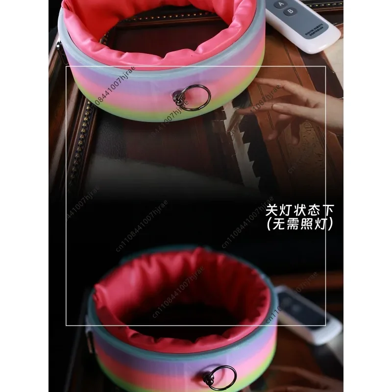 Remote Control Compression Latex Inflatable Electric Collar Type C Charging LED Fluorescent Color Changing