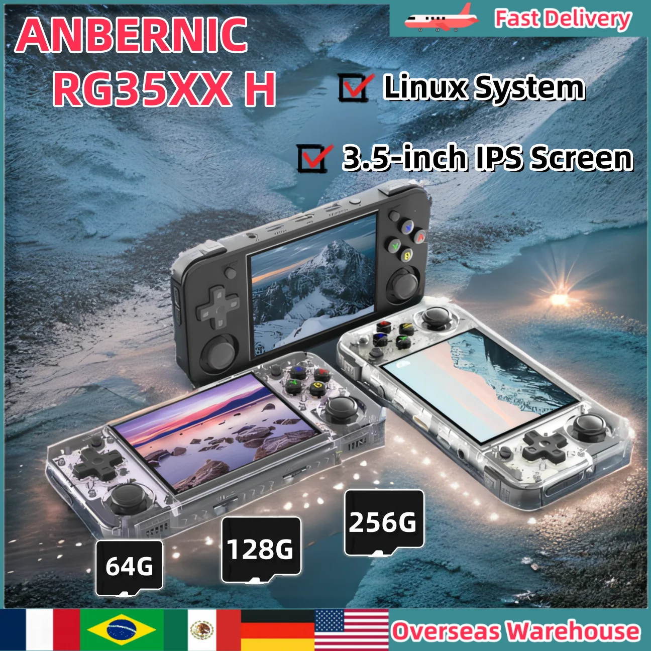 ANBERNIC RG35XX H Retro Handheld Game Console Video Player 3.5Inch IPS Screen Game Console Bluetooth Anbernic Console Mens Gift