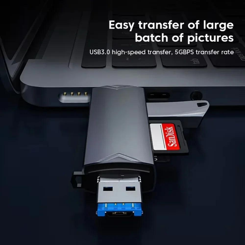 USB 3.0 OTG 6 في 1 SD TF قارئ بطاقات USB إلى نوع C محول محرك فلاش قارئ بطاقات الذاكرة الذكية TF كاميرا قارئ بطاقات SD صغير