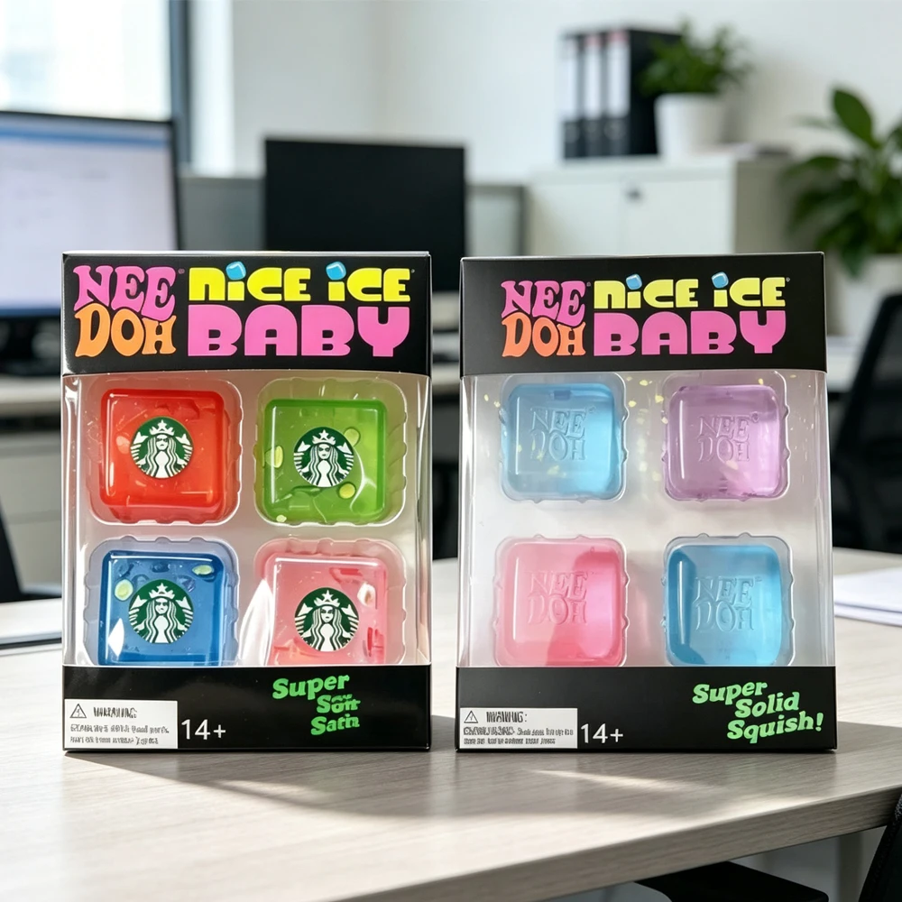 4Pcs NeeDoh Nice Ice Cube Mini  Adults Toy Slow Rebound Fidget Toy Stress Relief Gift for Adults New Year's gift ﻿