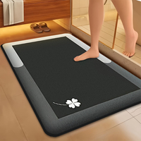 Flannel Thickened Absorbent Bathroom Floor Mat Printed Toilet Non-slip Foot Mat Bedroom Square Carpet Entrance Mat