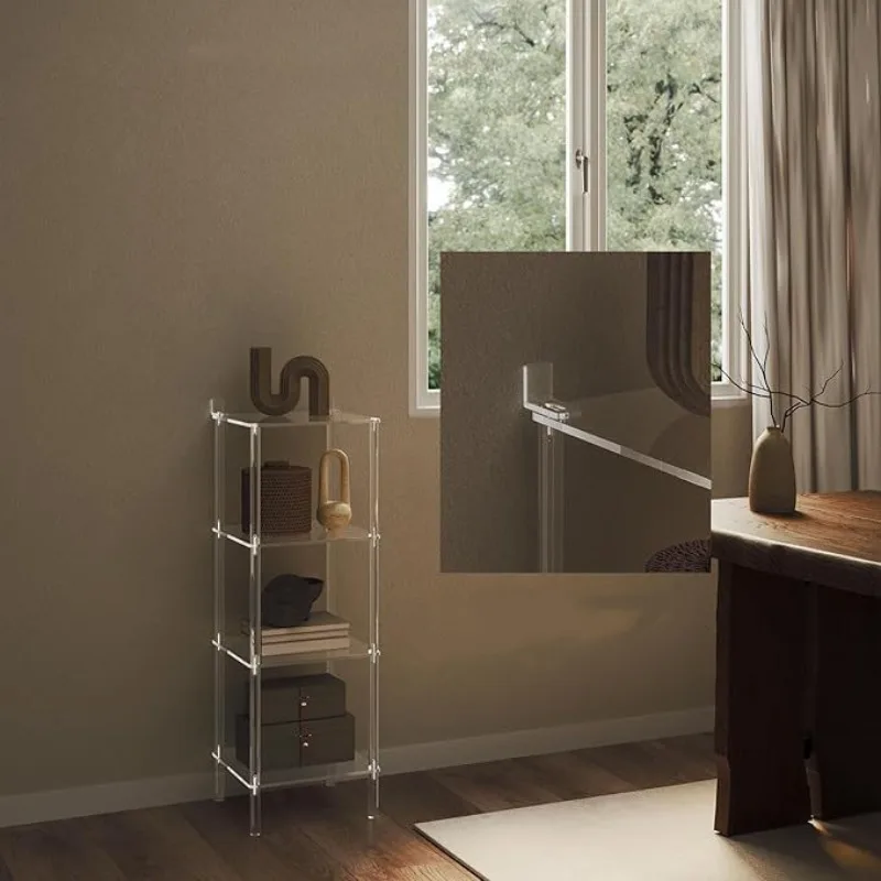 

Shelf Non-punching Floor-to-ceiling Multi-layer Transparent Small Side Table Bedside Table