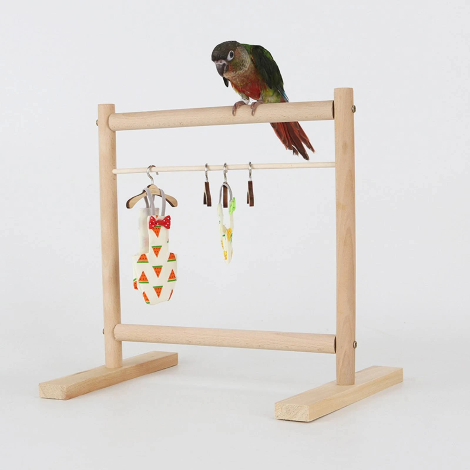 Wooden Bird Clothes Rack Natural Wood Bird Clothes Hanger Stand Home Organizer Stable Base Household Storage Large Size view 5