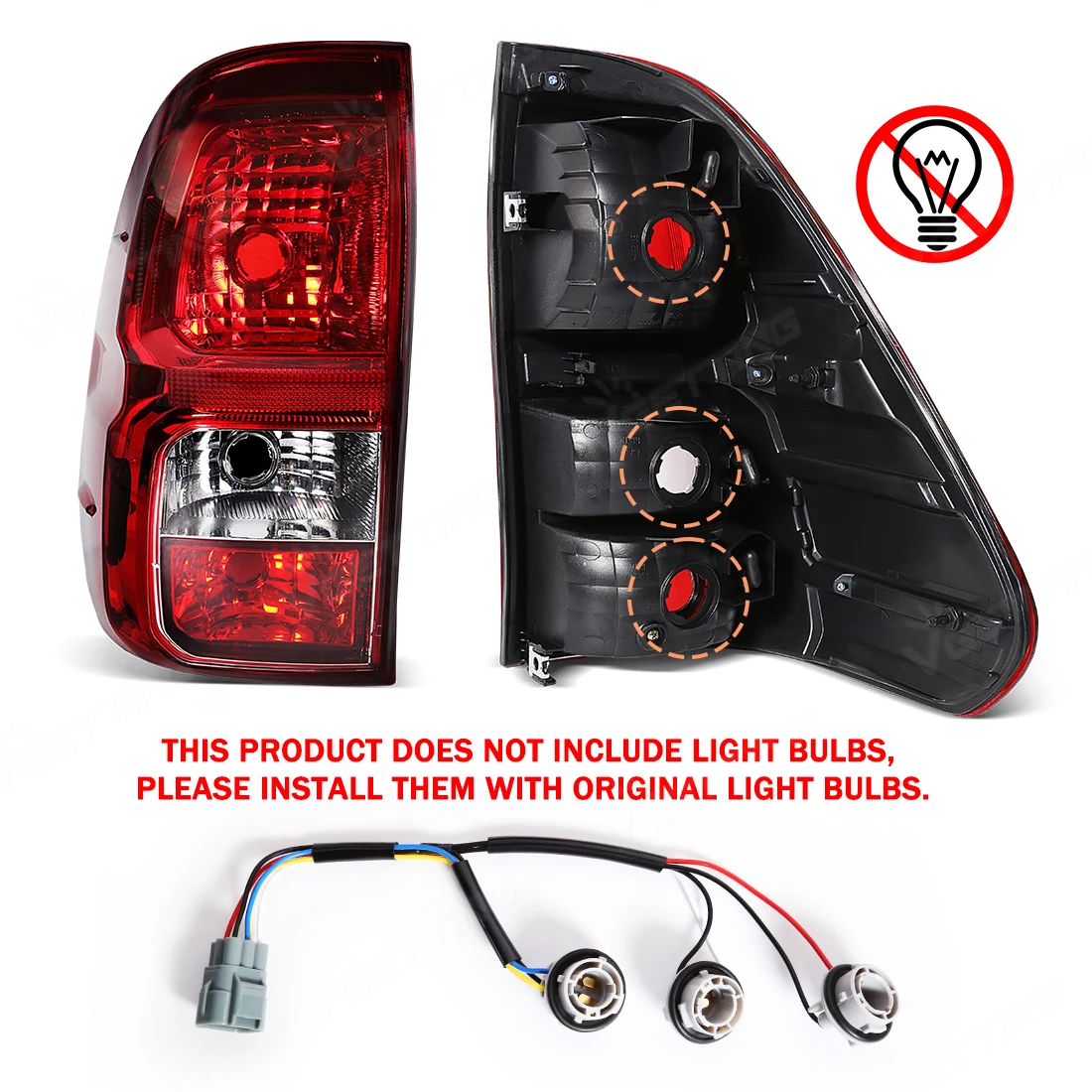 Left/Right Tail Lamp For Toyota Hilux Revo Pickup 2016 2017 2018 Auto Rear Tail Light with Wire Harness Car Accessories No Bulbs