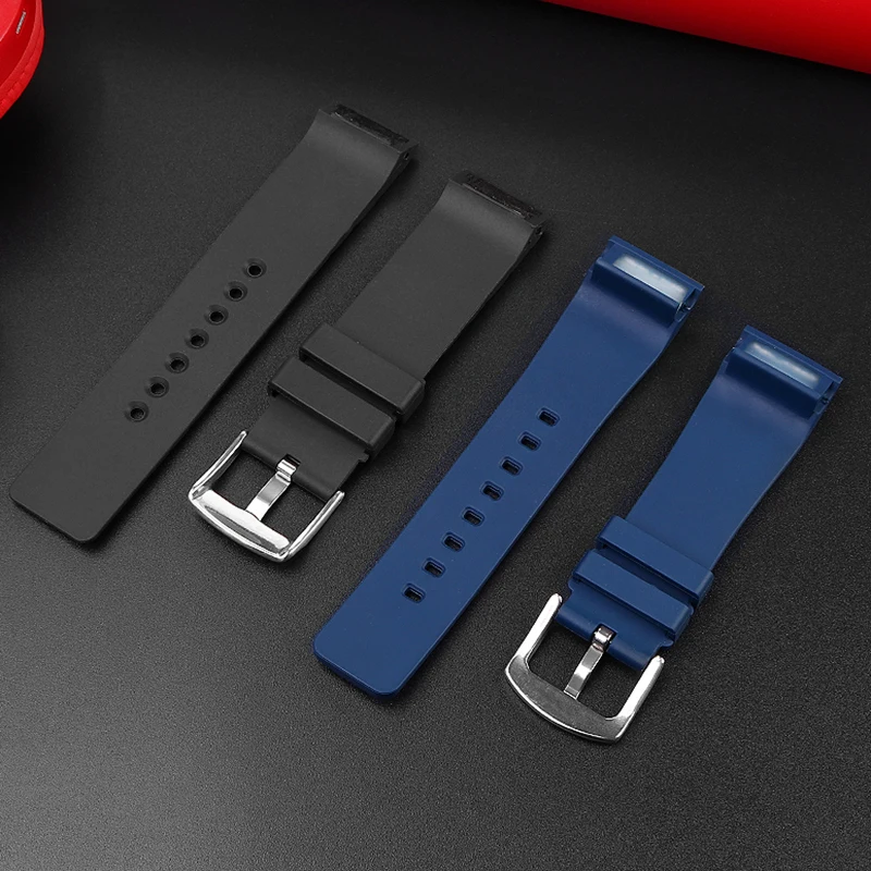 20mm 23mm Watch Strap For Cartier Sandoz Santos 100 W20073X8 W20106X8 W2020008 Silicone Rubber Bracelet Men Women Black Belt