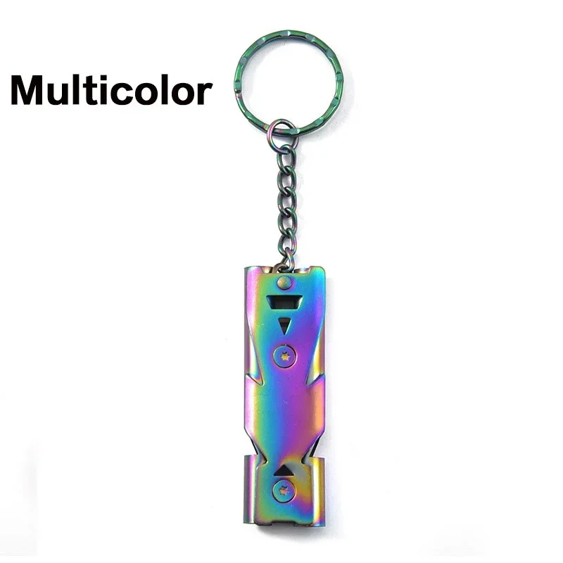 في الهواء الطلق EDC صفارة إنقاذ عالية ديسيبل أنبوب مزدوج صافرة الفولاذ المقاوم للصدأ سبيكة المفاتيح التشجيع أداة متعددة في حالات الطوارئ #6