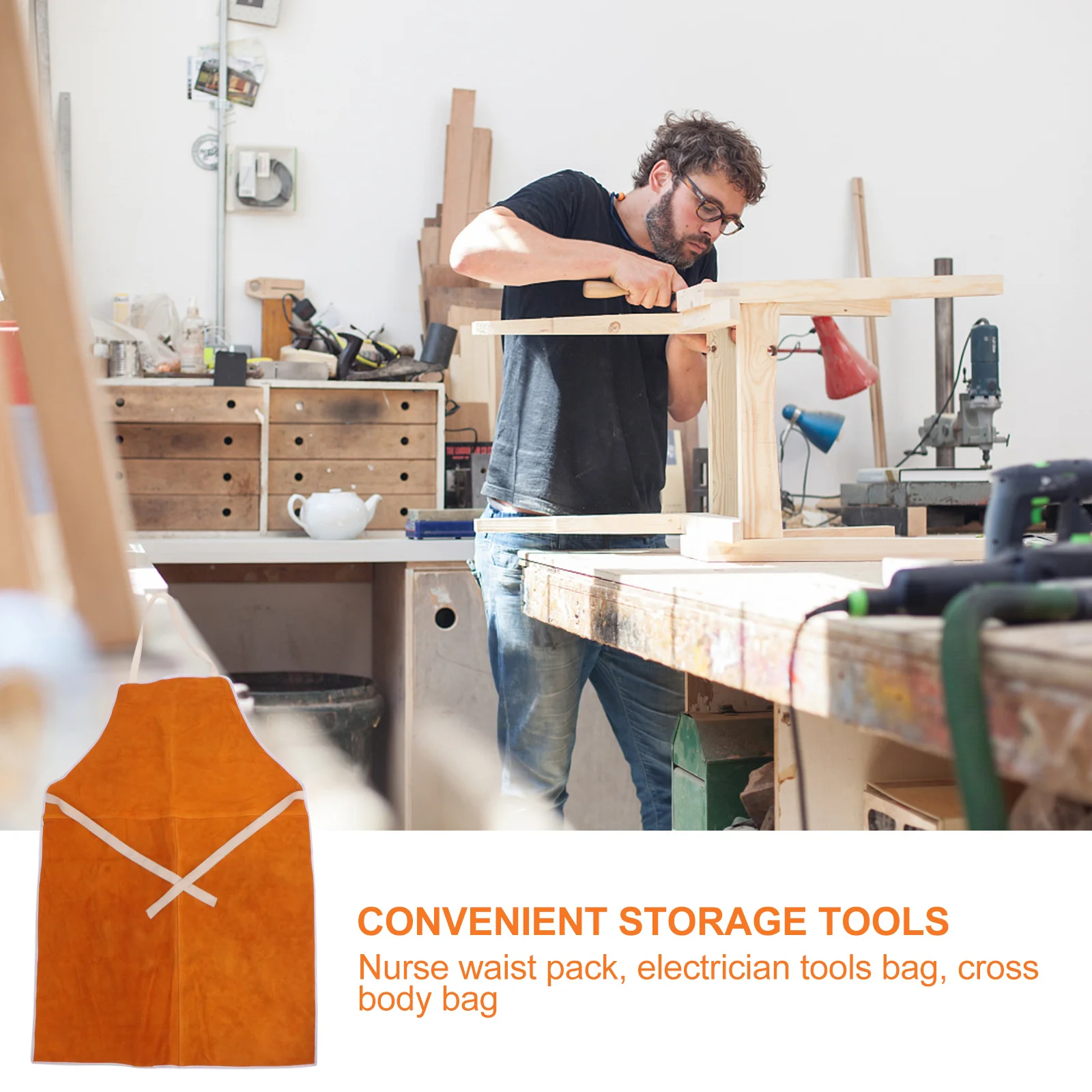 1 個電気溶接エプロン牛革肥厚耐熱作業服溶接工大工用保護溶接服