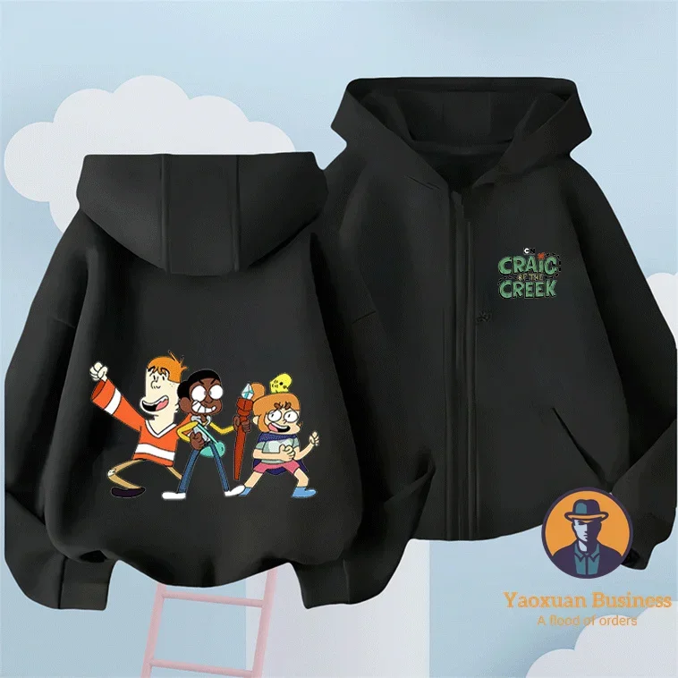 الحديثة كريج تاكر الفتيات الأطفال زمم هوديي لطيف الكرتون طباعة يندبروف الدافئة الخريف الشتاء جديد #4