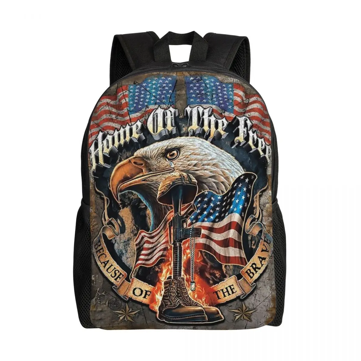 American Flag And Bald Eagle Backpack for Men Women Water Resistant School College USA Patriotic Bag Print Bookbag