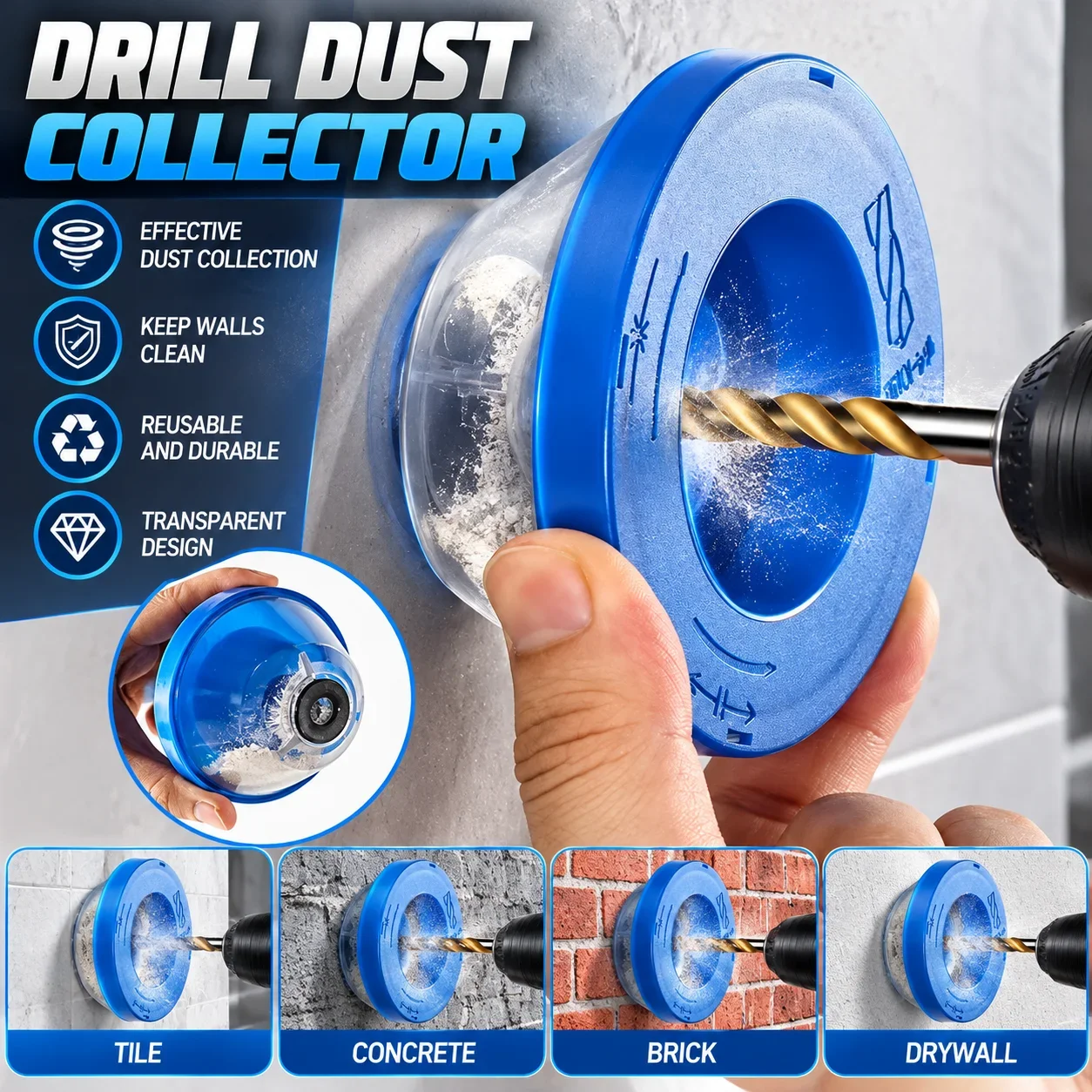 Electric Drill Dust Cover Dust Collector Impact Hammer Drilling Dustproof Device For Wall Hole Drilling Power Tool Accessories