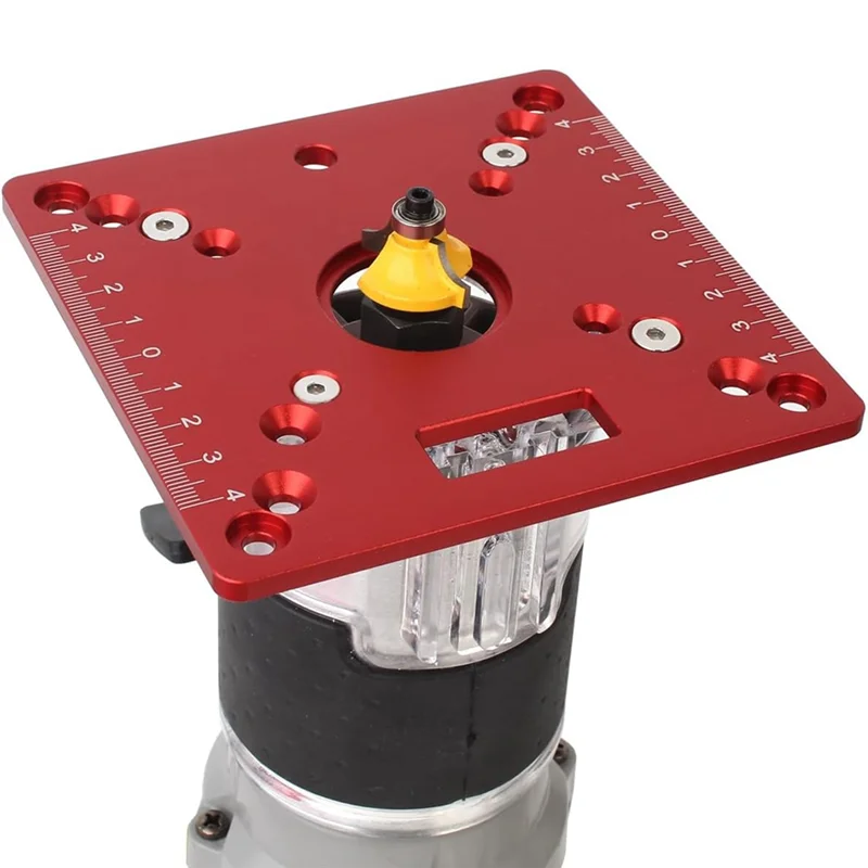 A61Z Offerte 1 PZ Piastra di inserimento per tavolo del router, Mini piastra di ribaltamento per router da banco quadrato per lavorazione del legno Lega di alluminio rossa