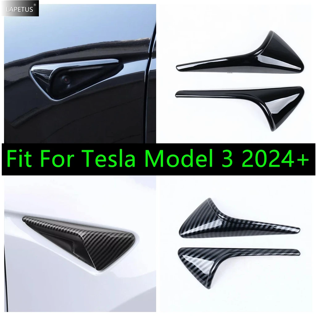 

Car Side Camera Protective Decoration Cover Trim ABS Accessories Exterior Fit For Tesla Model 3 2024 Black / Carbon Fiber Look