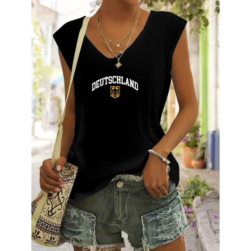 Summer Fashion Trend High-Quality Solid Color Printed Pattern Short Sleeve Top