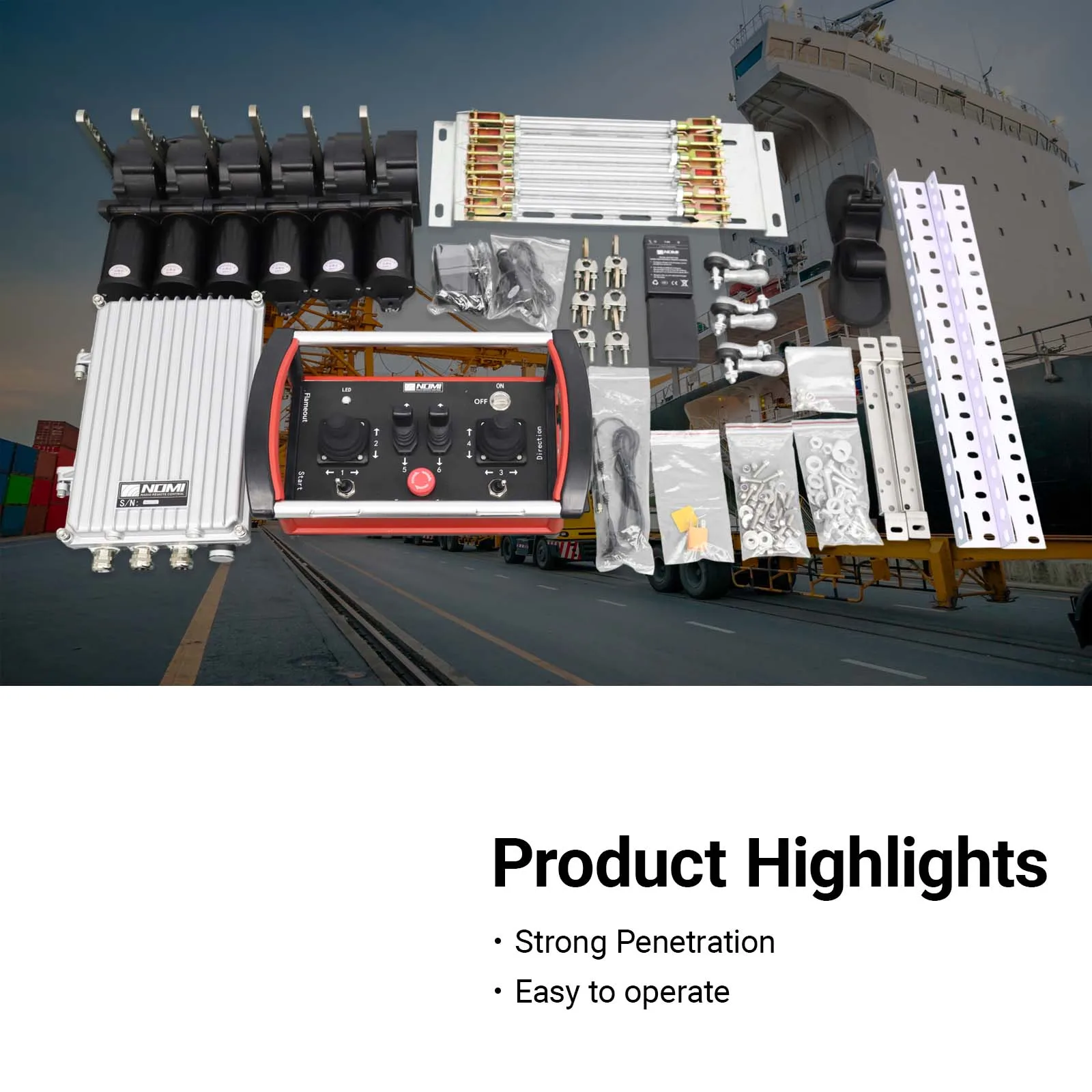 NOMI Upgraded 12V 24V DC Dual Voltage Concrete Pump Wireless Radio Controller System Marine Deck Cargo Cranes Full Remote