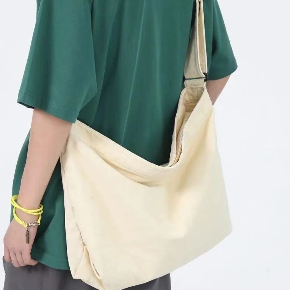 

Large Capacity Women's Shoulder Bag Thickened Sturdy Retro Messenger Bag Japanese Style Solid Color Canvas Crossbody Bag Student