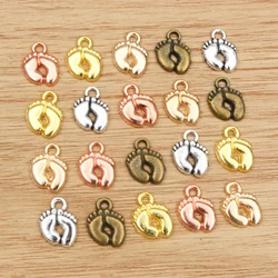 20pcs 13x10mm Charms feet foot Tibetan Silver Plated Gold Plated Bronze Pendants Antique Jewelry Making DIY Handmade Craft