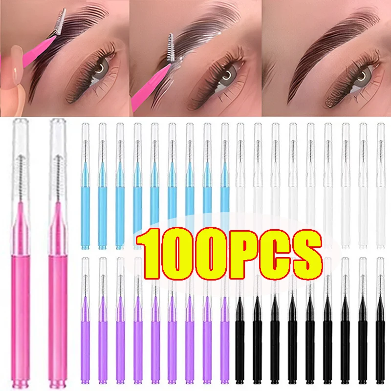 10-100 Uds Mini cepillo para cejas cepillo de levantamiento de cejas cepillo de levantamiento de cejas desechable Micro aplicador de cejas plegable herramienta de maquillaje