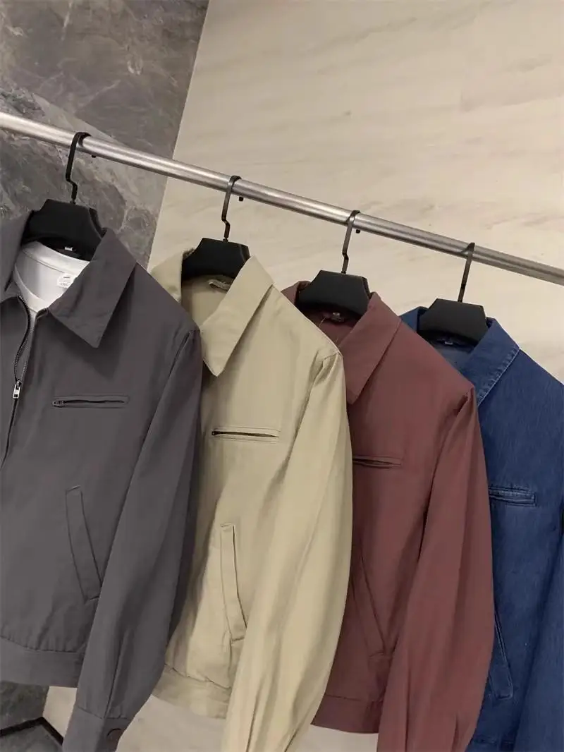 

Loose Detroit Workwear Jaet Zipper Collar Denim Outerwear Spring Season Women's ort Coat Flip Collar Utili Jaet