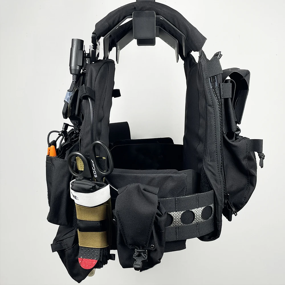 Full Set of Black Tactical Vest Airsoft FCPC V5 Multifunctional Vests Full Package Plate Carrier Vest Set  for Hunting Shooting