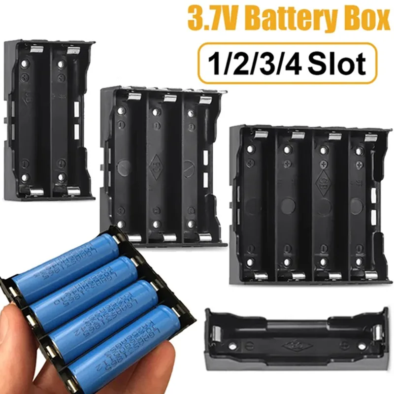 18650 Battery Holder 1 2 3 4 Slots Box Case Rechargeable Lithium 3.7V Battery Container with Hard Pin Power Bank Storage Box