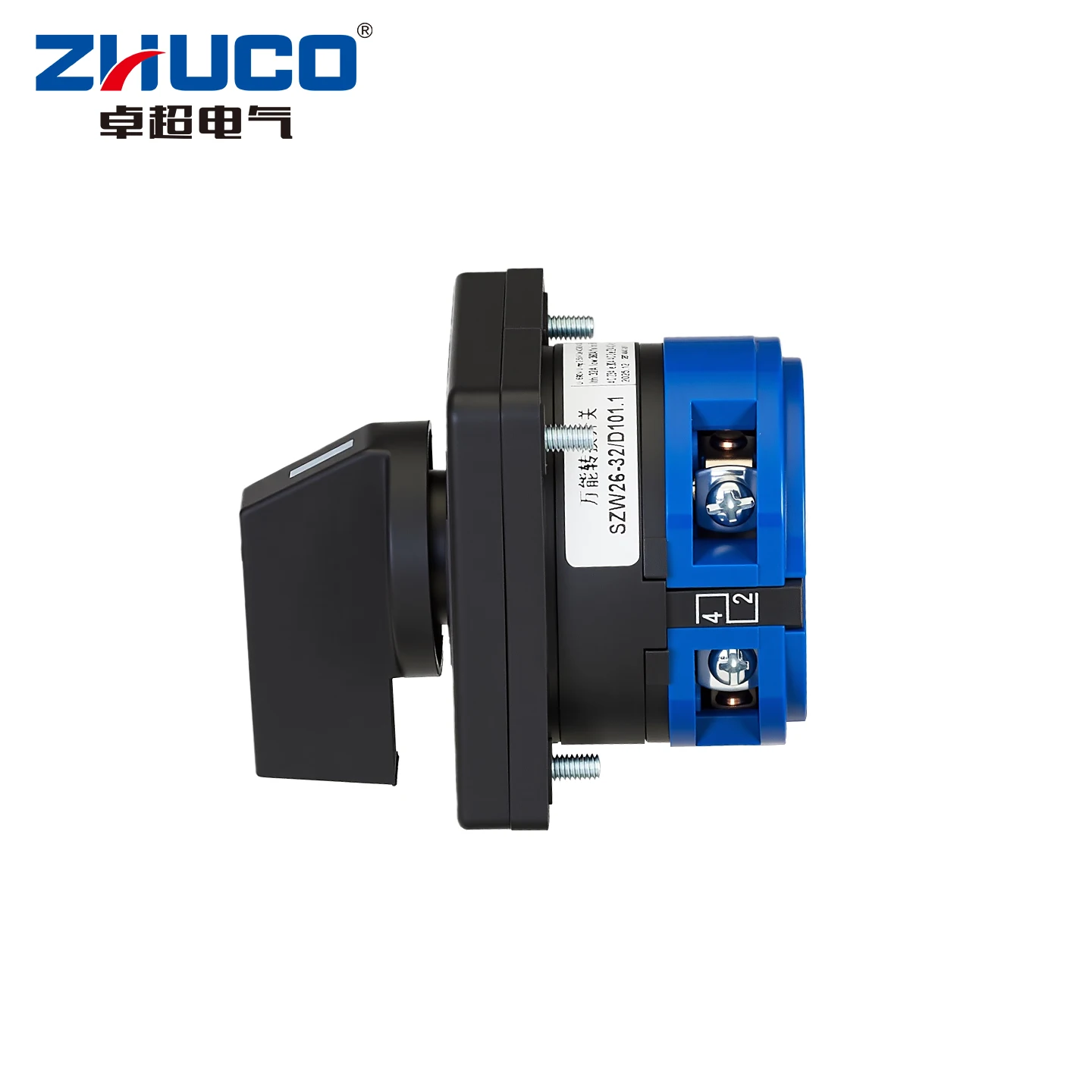 Zhuco 2/3 Position Selector Switch 32A 690V, 4-Terminal Universal Rotary Cam Selector with Locking Switch, Suitable for Distribution Cabinets, Machine Tools, Industrial Panels (Szw26-32, on Off On, on Off, on on)