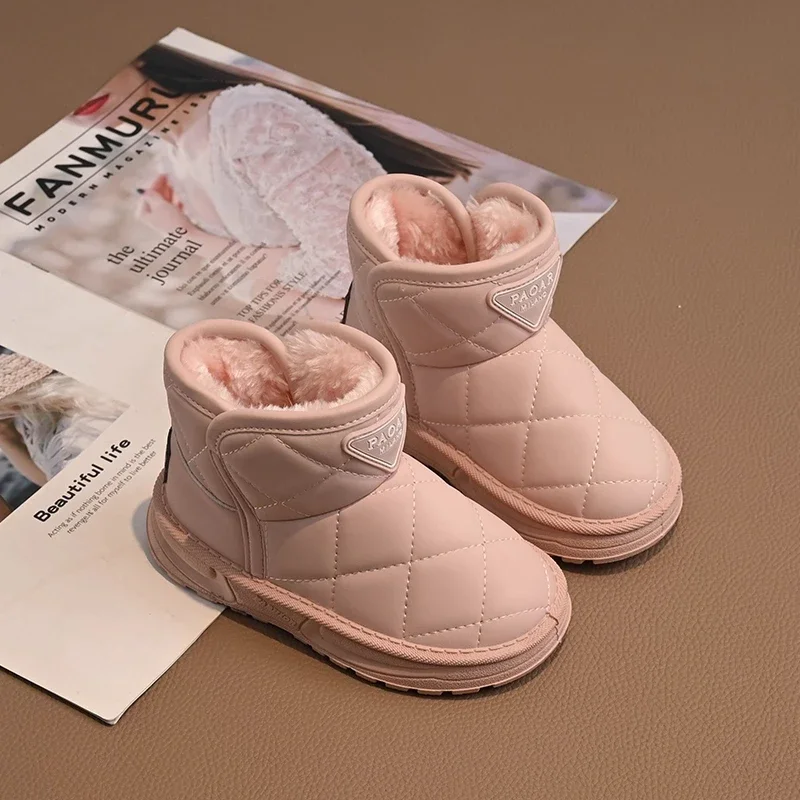 

2025 Winter New Children's Snow Boots Cute Warm Anti slip Shoes Children's Boys and Girls Casual Plush Short Boots Sports Shoes