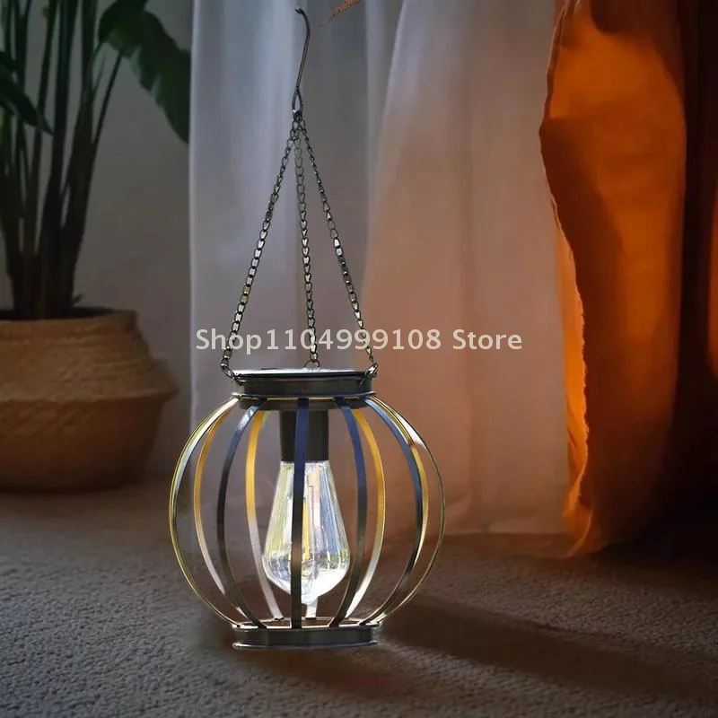 

All-Weather Solar Light: Outdoor Hanging Iron Lantern for Pathway, Yard, and Patio