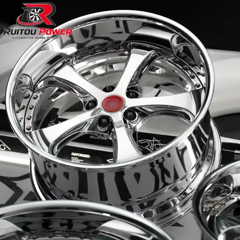 Factory Custom 2 Piece Chrome Plated / Mirror Polished Forged Wheels 17 18 19 20 Inch 5x120 Deep Lip Alloy Rims for Luxury