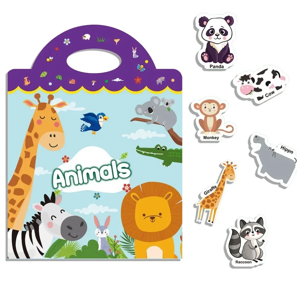 Kids Reusable Scene Stickers Books Funny DIY Puzzle Stickers Baby Early Education Cartoon Stickers for Children Christmas Gifts