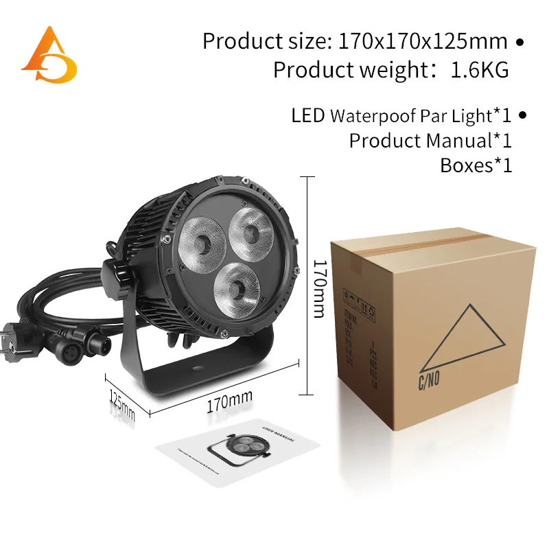 3x20W RGBW Mini Outdoor Waterproof Par Lights Suitable for Wedding Stage Performances Theater Christmas Outdoor Stage Lighting