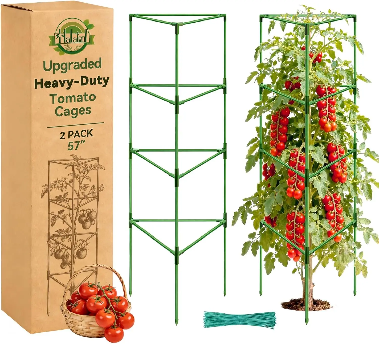 

Опоры для томатов высотой 57 дюймов, 2 шт., прочные металлические регулируемые складные подставки-решетки для вьющихся растений