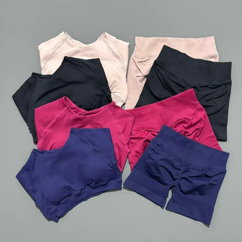 2 PCS Sports Yoga Set Women Fitness Set High Elastic Sportswear Yoga Crop Top Gym Leggings Running Workout Sports Set