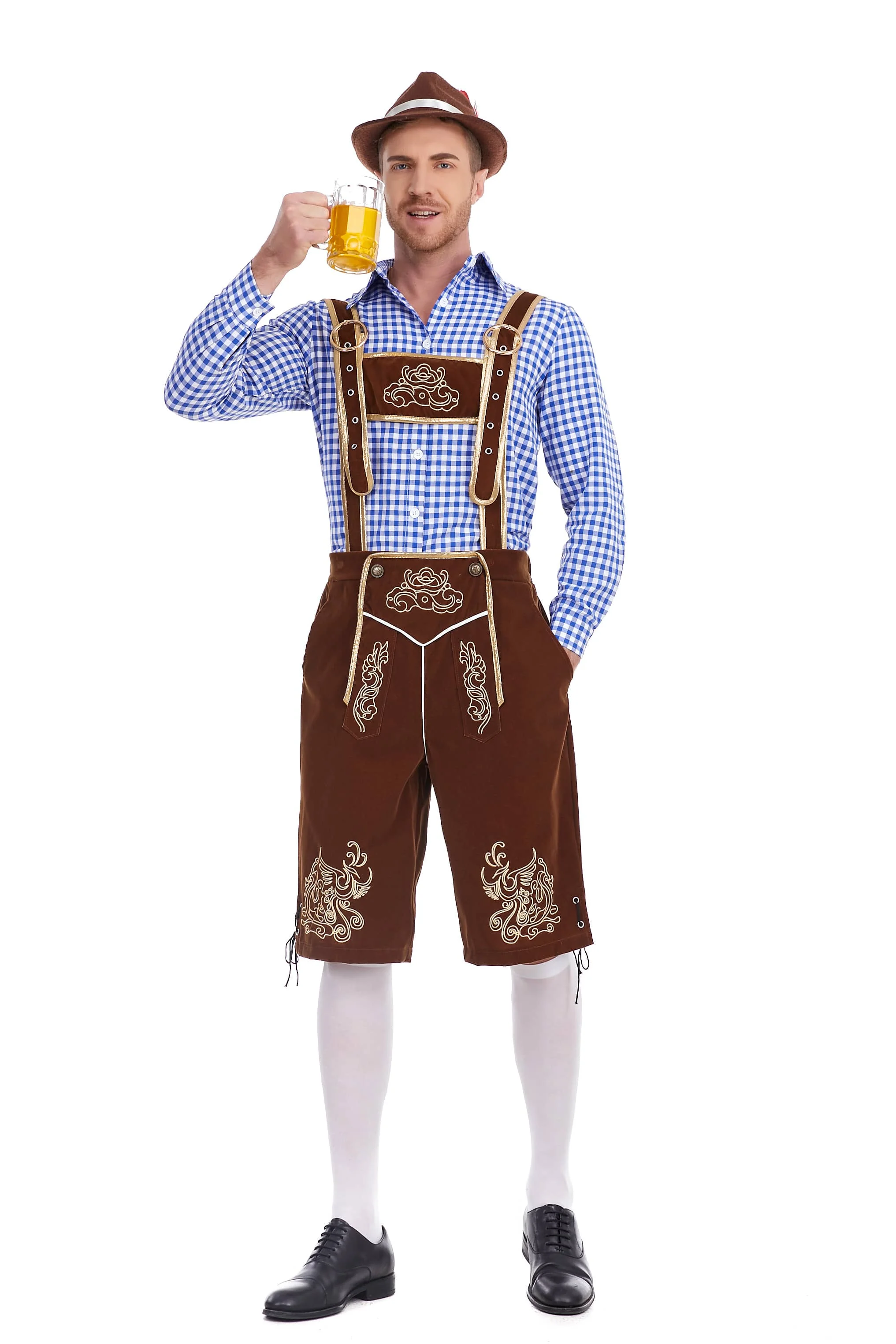 German Oktoberfest Carnival Party Men's Beer Lederhosen Cosplay Costume Bavarian Tradition Male Suspenders Shorts