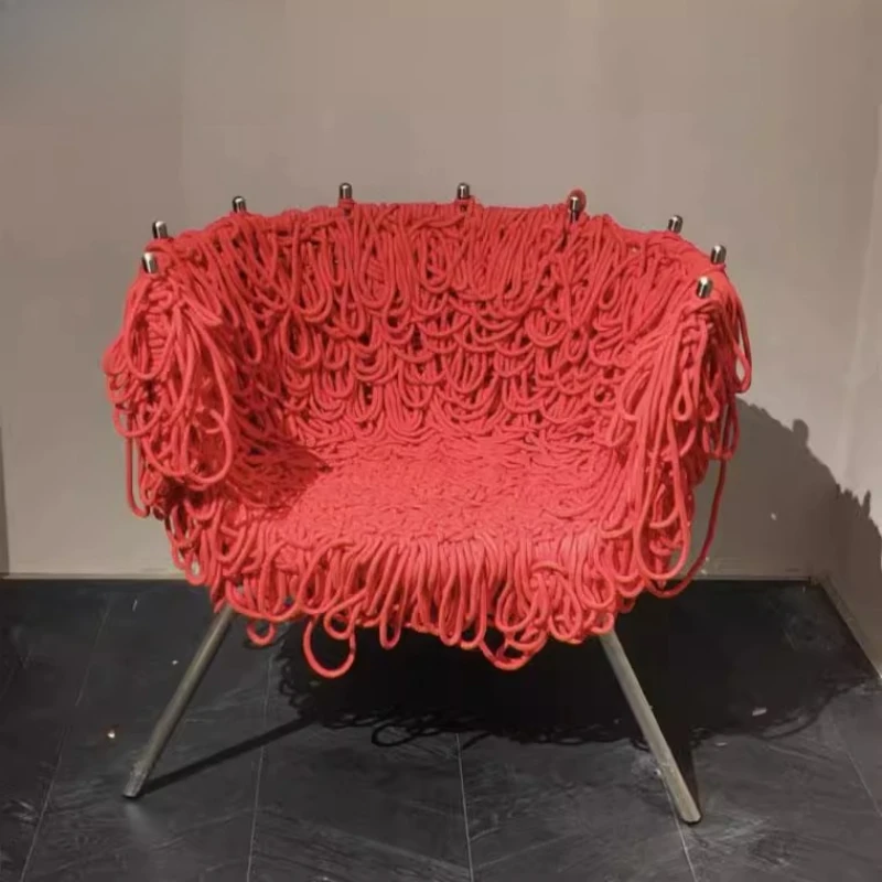 

Designer Art Light Luxury Woven Rope Chair Niche Instant Noodles Armchair Creative Leisure