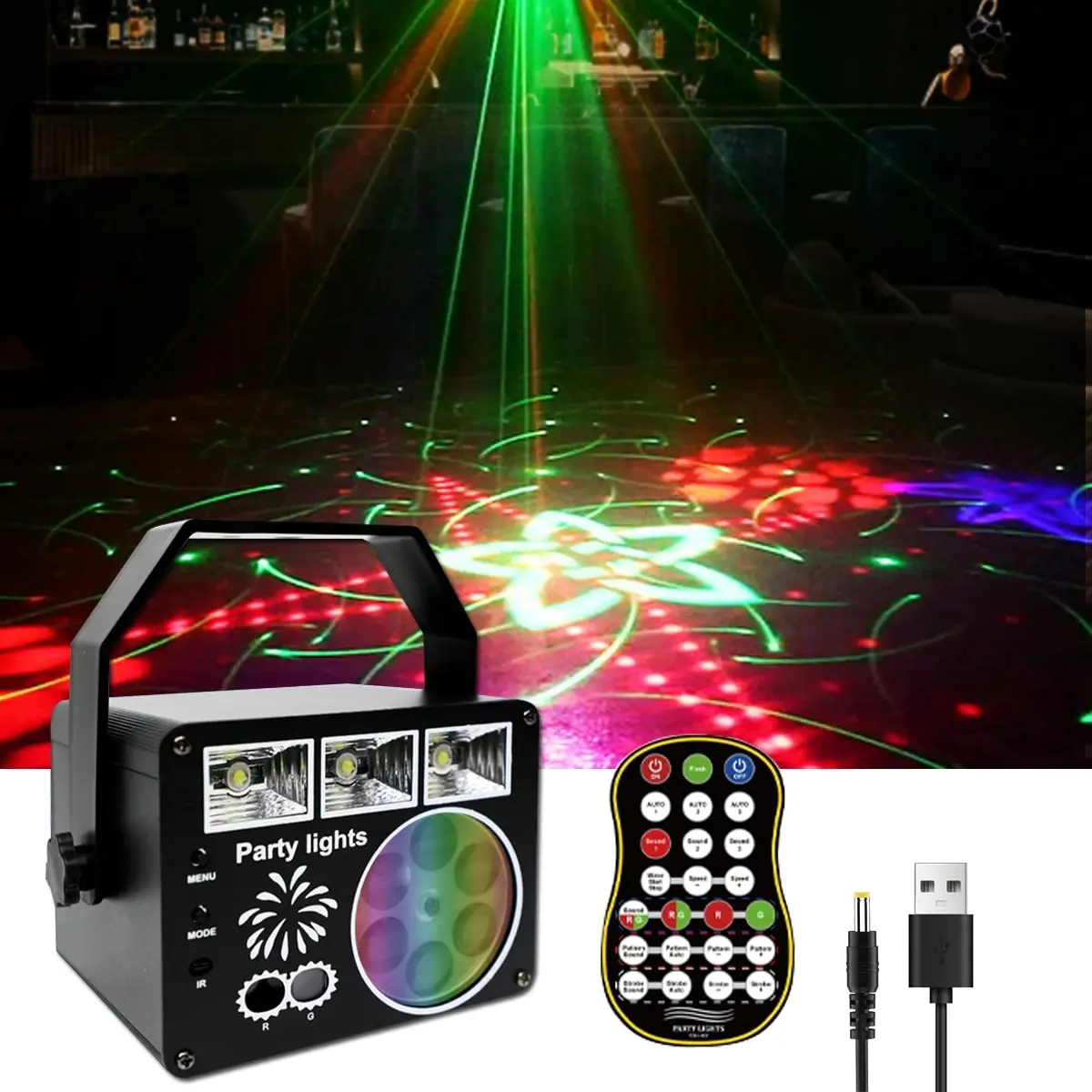 Honeycomb Pattern Party Lights 3 In1 Stage Lighting Sound Activated Strobe Light with Remote Control for Bar Club Birthday KTV