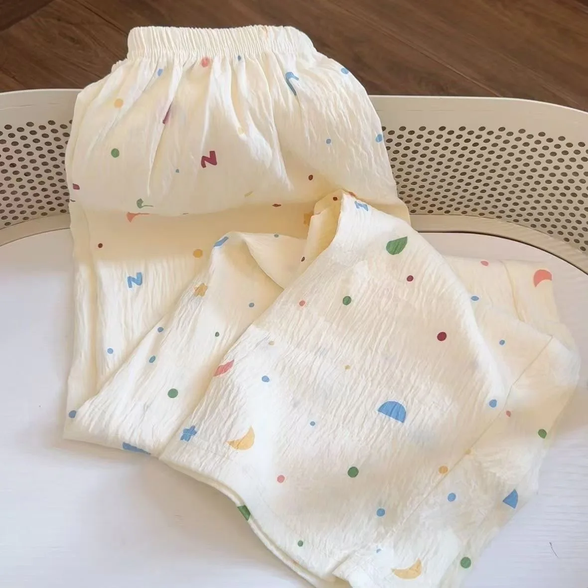 Pyjamabroek in beige met koalaprint, dunne katoenen zomerbroek, Y2K Kawaii damespyjama, schattige losse huispakbroek, slaapbroek_voghion.com
